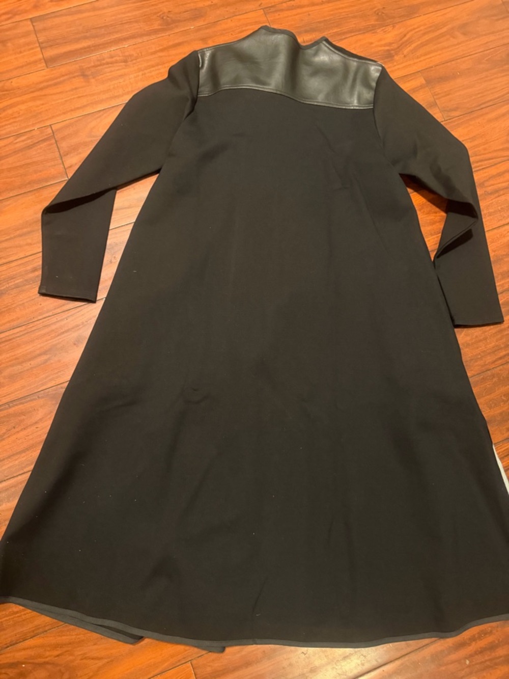 METAMORPHOZA  Black Trench dress coat  with Gray Stripe Panel - Picture 5 of 16